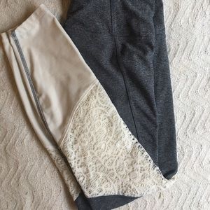 Color block and lace leggings